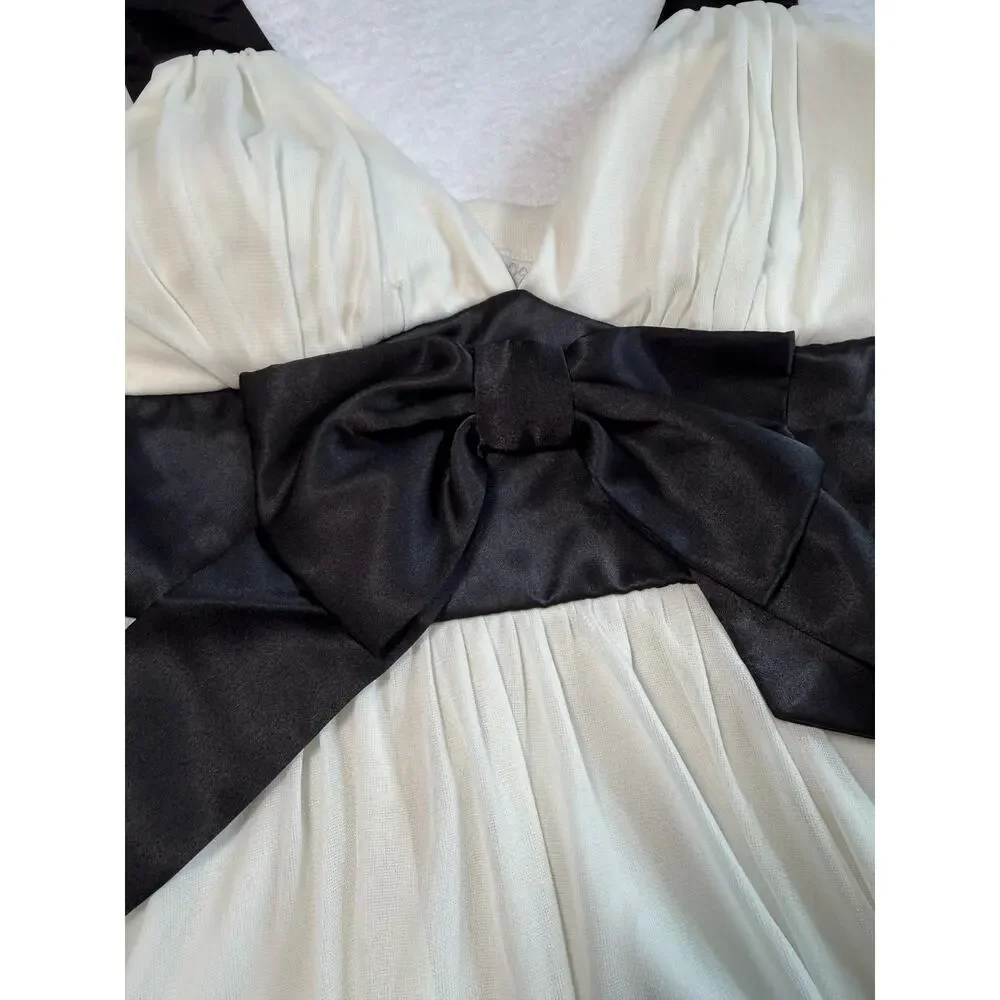 Speechless Y2K Ivory Black Coquette Sabrina Britney Babydoll Dress Medium - Picture 9 of 10
